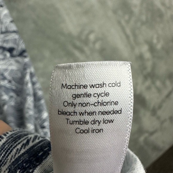 Athleta Women's Small S Leaf Print Sleeveless Fit Flare Midi Dress Blue White - Picture 8 of 9